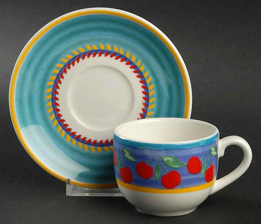 Fruit Fantasy Flat Demitasse Cup & Saucer Set by Vista Alegre-1