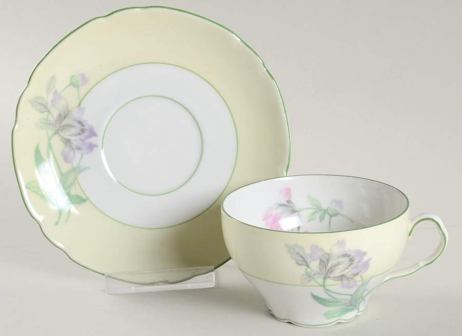 VIT111 Flat Cup & Saucer Set by Victoria (Czech)-1