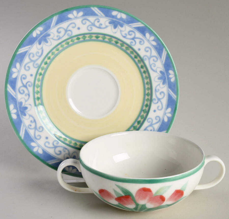 Perugia Flat Cream Soup Bowl & Saucer Set by Villeroy & Boch-1
