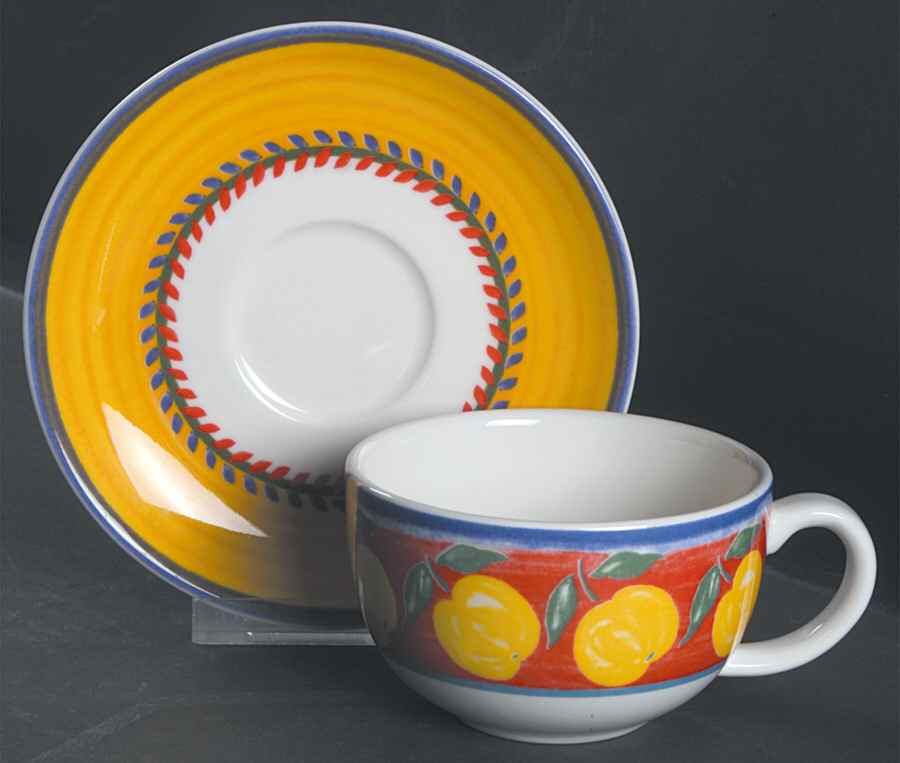 Fruit Fantasy Flat Cup & Saucer Set by Vista Alegre-1
