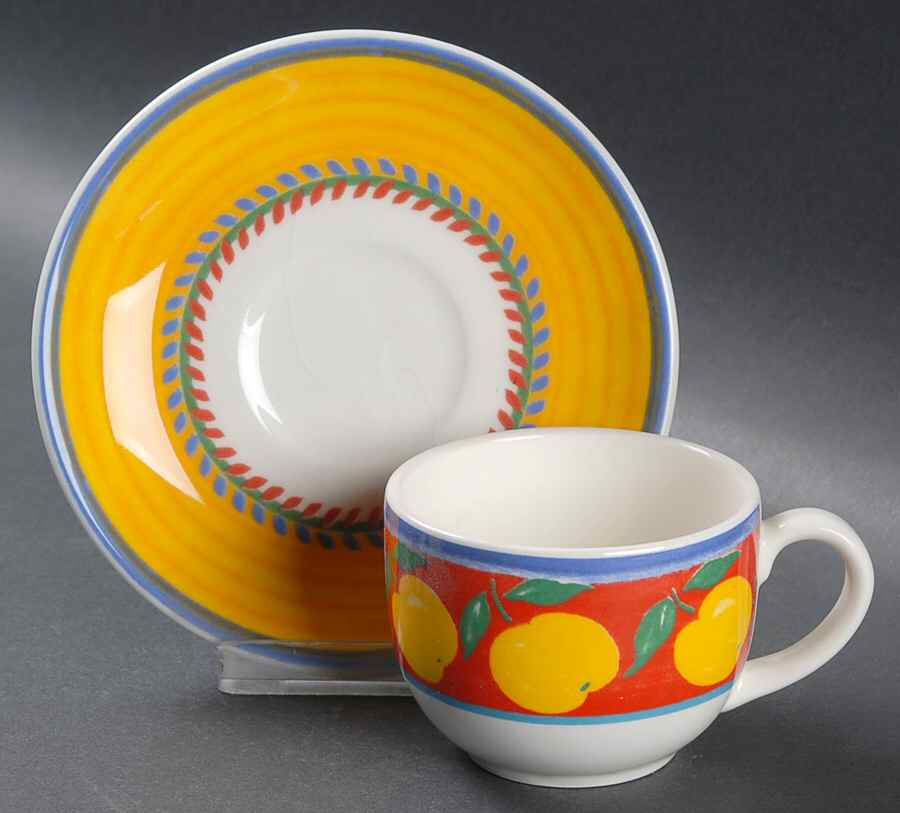 Fruit Fantasy Flat Demitasse Cup & Saucer Set by Vista Alegre-1
