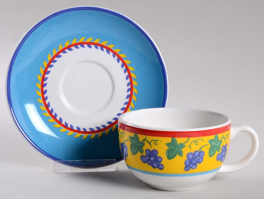 Fruit Fantasy Flat Cup & Saucer Set by Vista Alegre-1