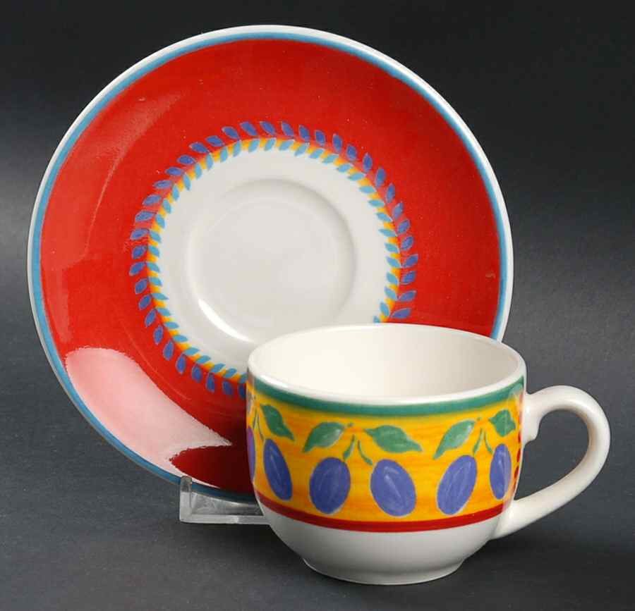 Fruit Fantasy Flat Demitasse Cup & Saucer Set by Vista Alegre-1