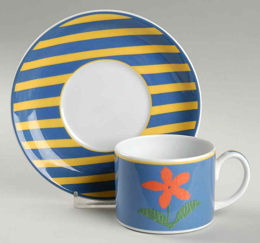 Orange Flower Flat Cup & Saucer Set by Vista Alegre-1
