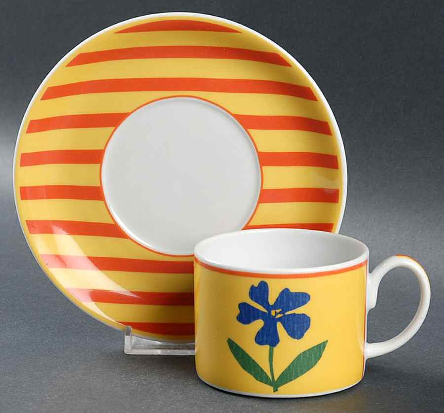Blue Flower Flat Cup & Saucer Set by Vista Alegre-1