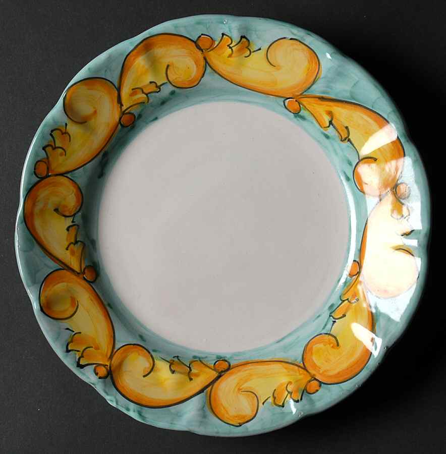Florentine Green and Yellow Salad Plate by Vietri (Italy)-1