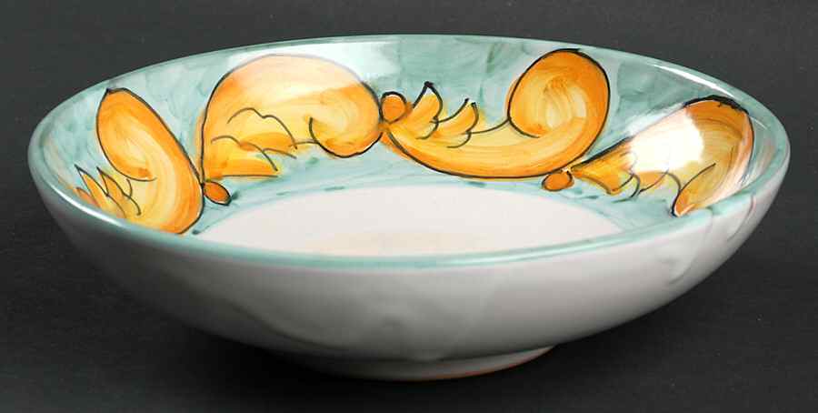 Florentine Green and Yellow Coupe Soup Bowl by Vietri (Italy)-1