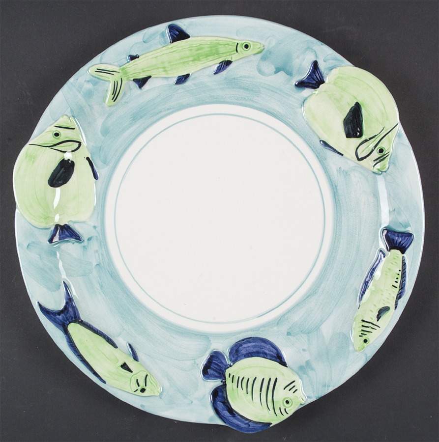 Acqua Pesce 12" Chop Plate (Round Platter) by Vietri (Italy)-1