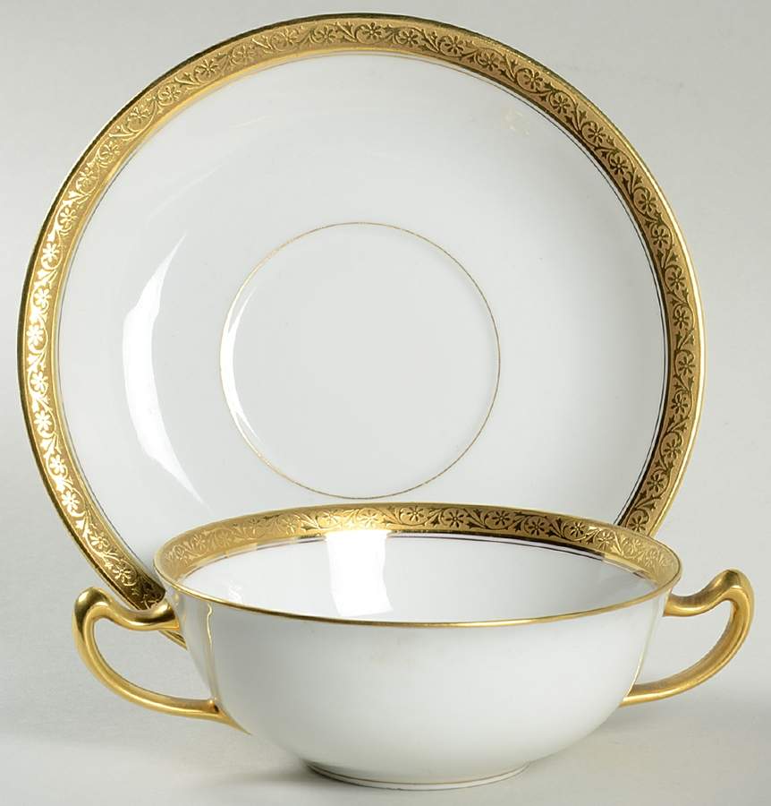 VIG60 Flat Cream Soup Bowl & Saucer Set by Vignaud-1