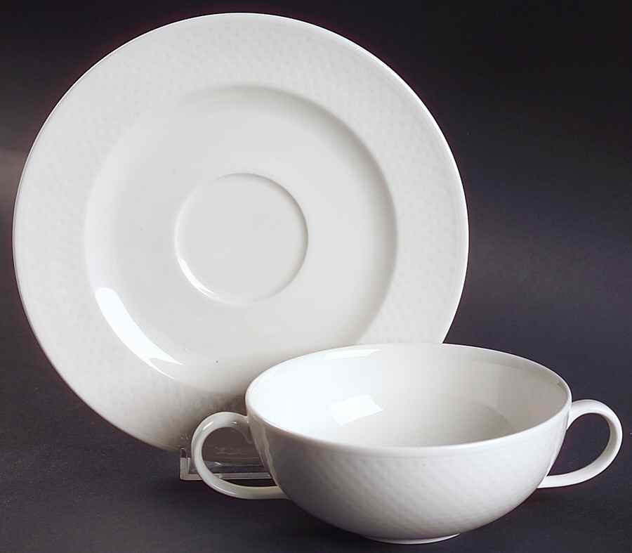 Tipo White Flat Cream Soup Bowl & Breakfast Saucer Set by Villeroy & Boch-1