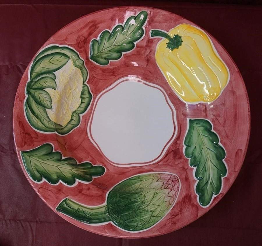 Embossed Vegetables 15" Pasta Serving Bowl by Vietri (Italy)-1