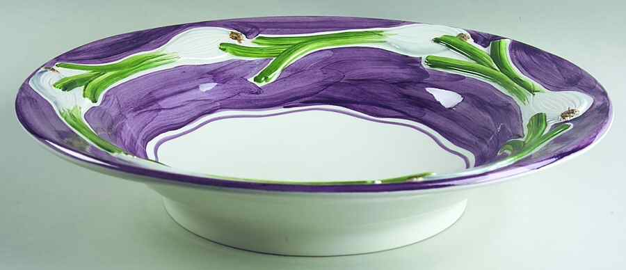 Embossed Vegetables 15" Large Salad Serving Bowl by Vietri (Italy)-1