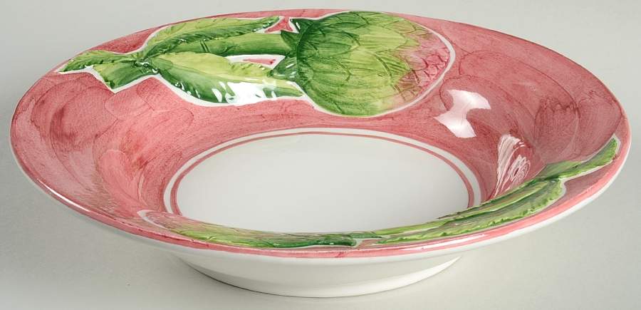 Embossed Vegetables 9" Individual Pasta Bowl by Vietri (Italy)-1
