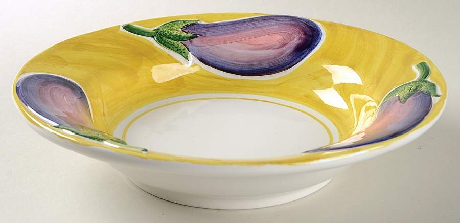 Embossed Vegetables 9" Individual Pasta Bowl by Vietri (Italy)-1