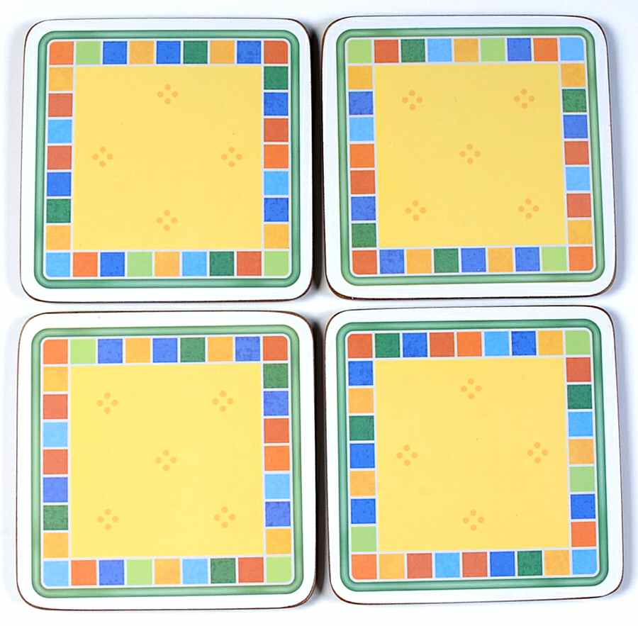 Twist Alea Limone (4 Pc) Cork Back Square Coaster Set by Villeroy & Boch-1