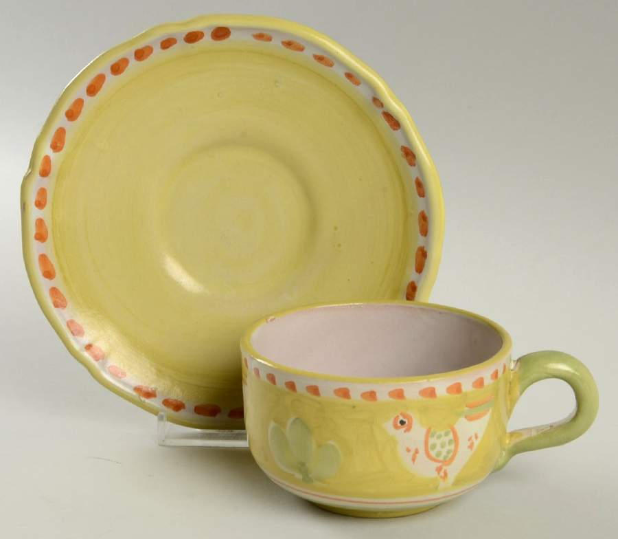 Campagna-Chicken Flat Cup & Saucer Set by Ceramica Artistica (CAS Vietri)-1