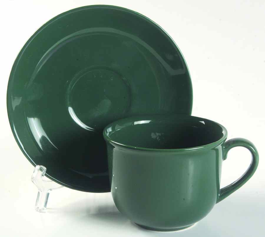 Prisma Hunter Green Flat Cup & Saucer Set by Vista Alegre-1