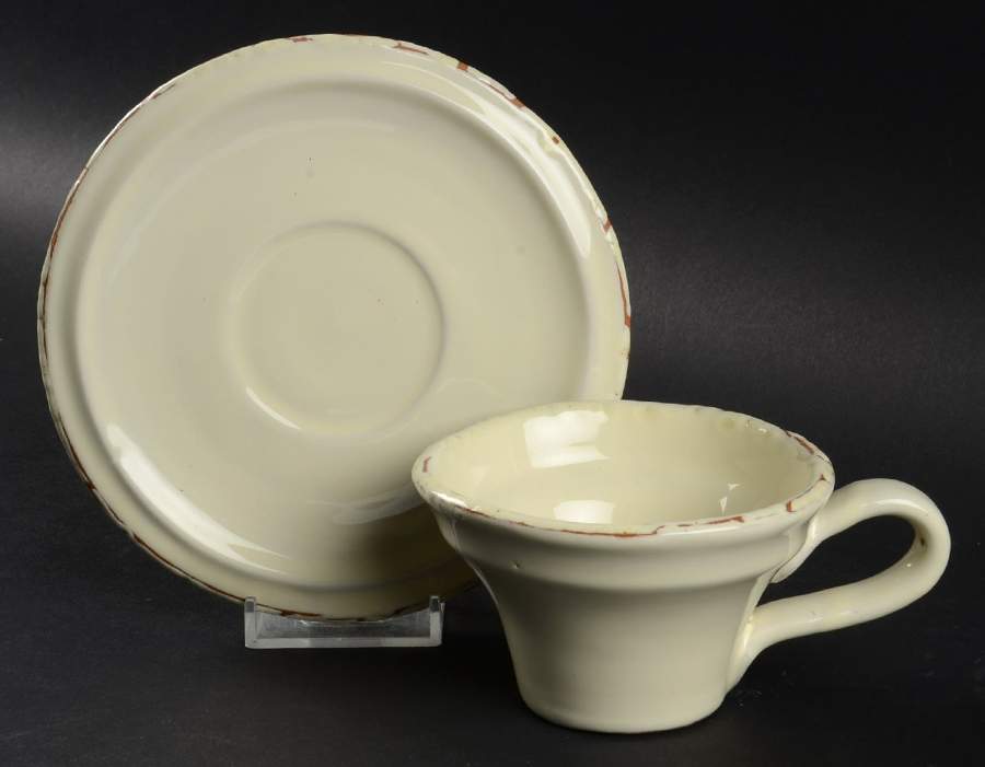 Crema Flat Demitasse Cup & Saucer Set by Vietri (Italy)-1