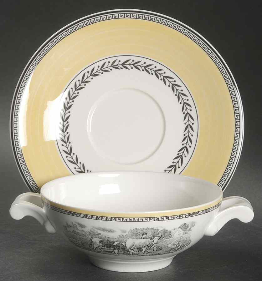 Audun Ferme Flat Cream Soup Bowl & Breakfast Saucer Set by Villeroy & Boch-1