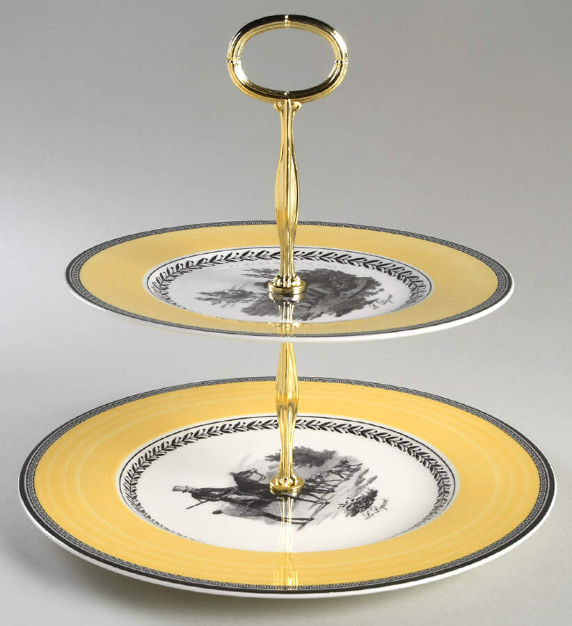 Audun Chasse 6 5/8"-10"  2 Tiered Serving Tray (Dp, Sp) HC by Villeroy & Boch-1