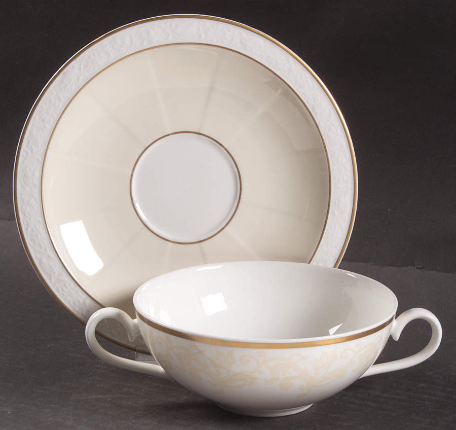 Ivoire Flat Cream Soup Bowl & Saucer Set by Villeroy & Boch-1