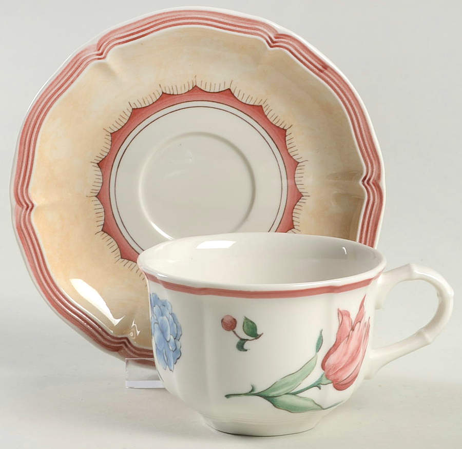 Jardin d'Alsace Fleur Flat Cup & Saucer Set by Villeroy & Boch-1