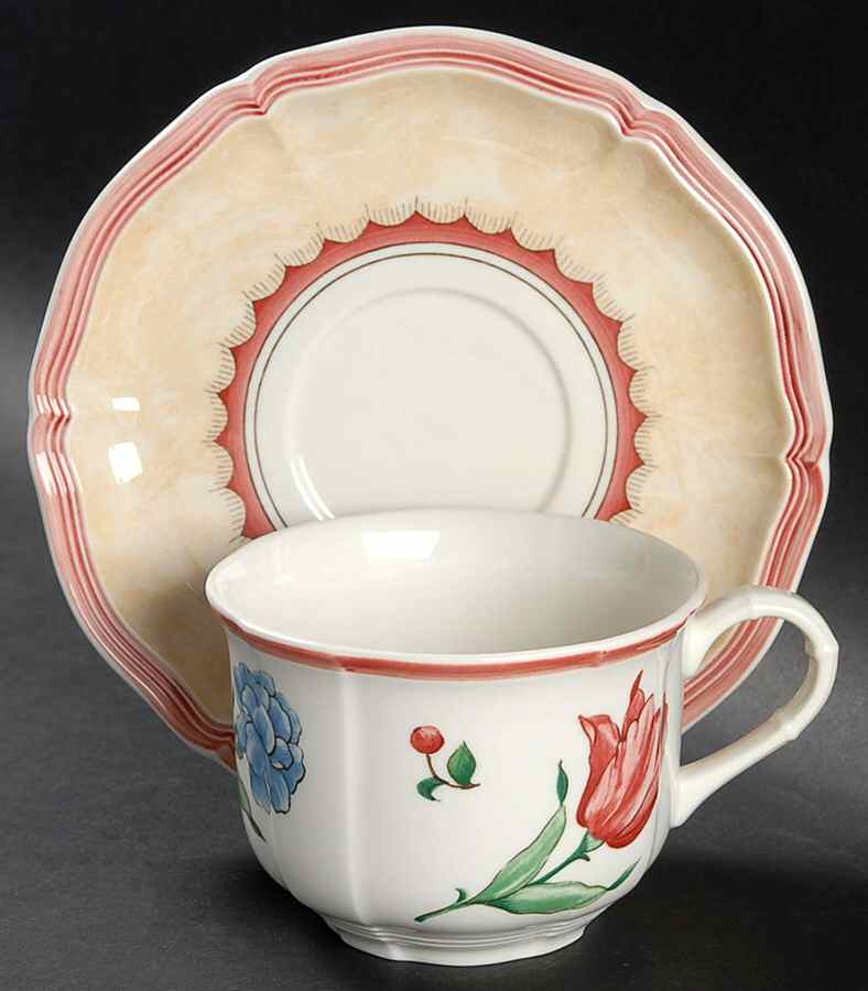 Jardin d'Alsace Fleur Breakfast Cup & Cream Soup Saucer Set by Villeroy & Boch-1