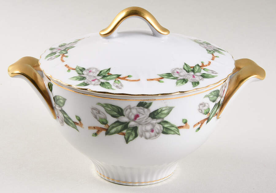 Camellia Sugar Bowl & Lid by Victorian (Japan)-1