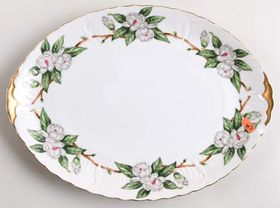 Camellia 12" Oval Serving Platter by Victorian (Japan)-1