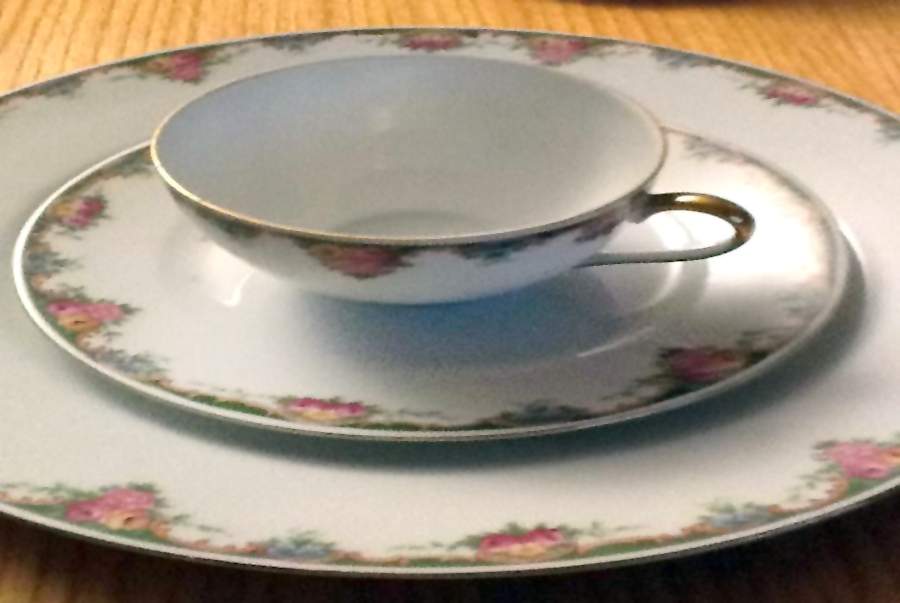 VIT149 Footed Cup & Saucer Set by Victoria (Czech)-1