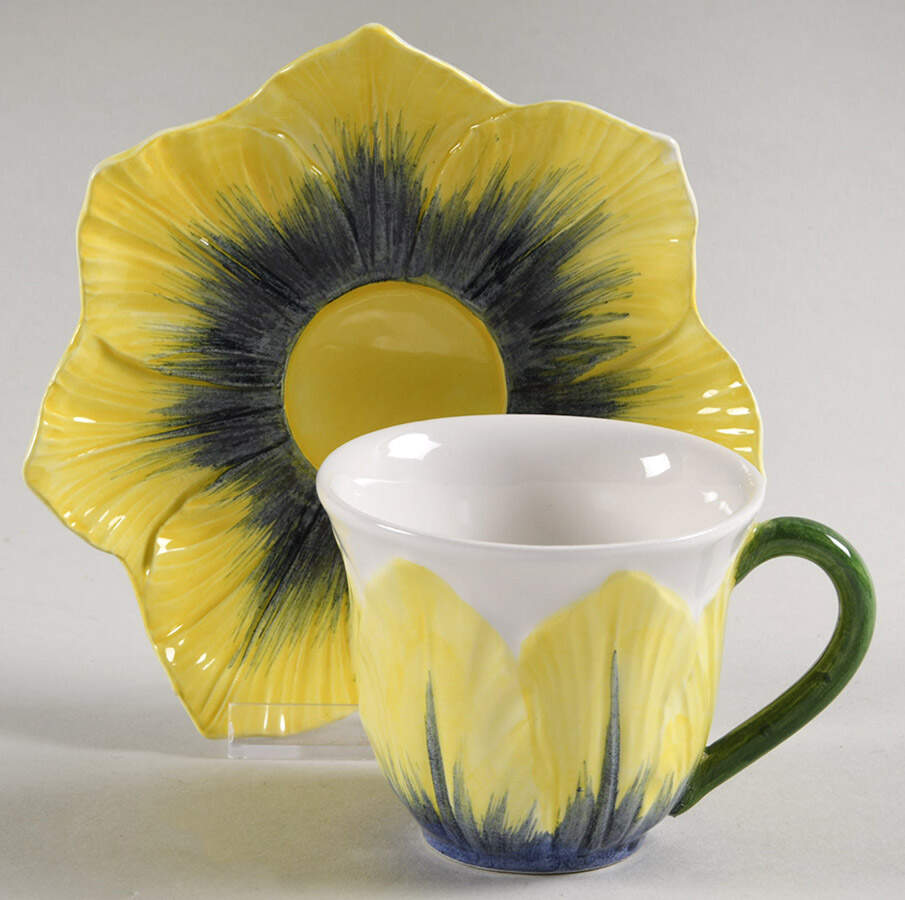 Viola Flat Cup & Saucer Set by Vietri (Italy)-1