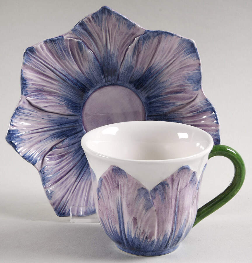 Viola Flat Cup & Saucer Set by Vietri (Italy)-1