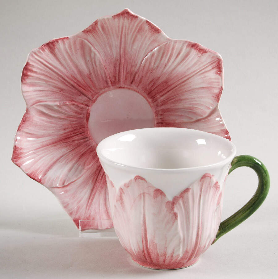 Viola Flat Cup & Saucer Set by Vietri (Italy)-1