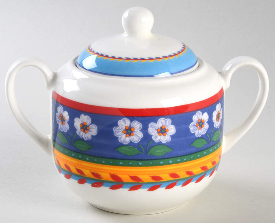 White Flowers Sugar Bowl & Lid by Vista Alegre-1