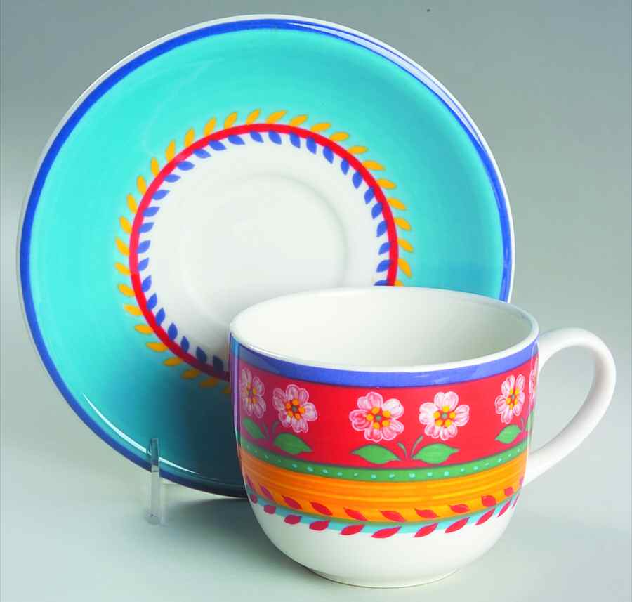 White Flowers Breakfast Cup & Saucer Set by Vista Alegre-1