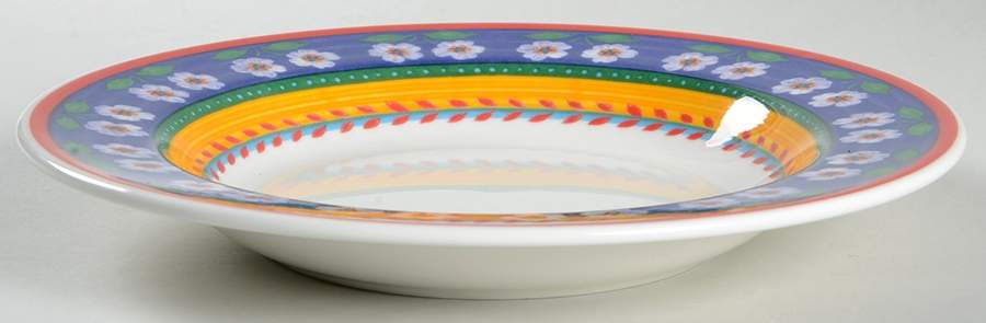 White Flowers Large Rim Soup Bowl by Vista Alegre-1
