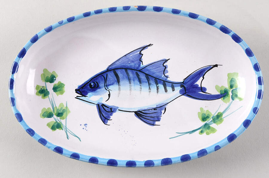 Seafood Buffet Small Oval Plate by Vietri (Italy)-1