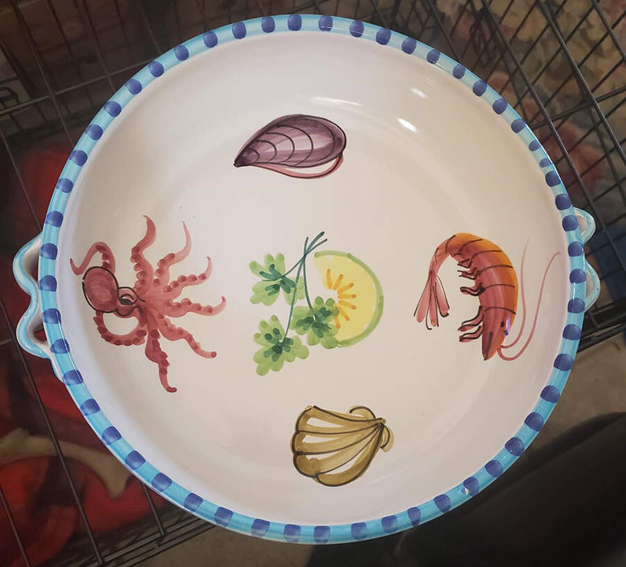 Seafood Buffet Handled Vegetable Bowl by Vietri (Italy)-1