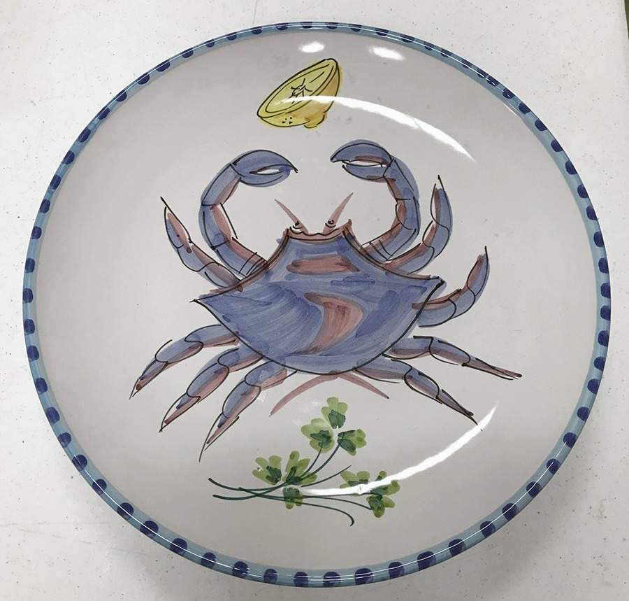 Seafood Buffet 14" Shallow Round Bowl by Vietri (Italy)-1