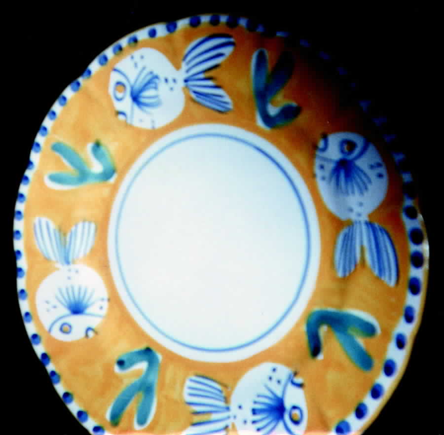 Campagna Fish Yellow (Pesce) Dinner Plate by Vietri (Italy)-1