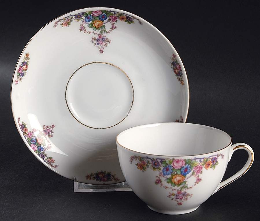 VIT156 Flat Cup & Saucer Set by Victoria (Czech)-1