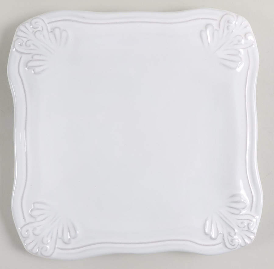 Antico Bianco Square Salad Plate by Vietri (Italy)-1