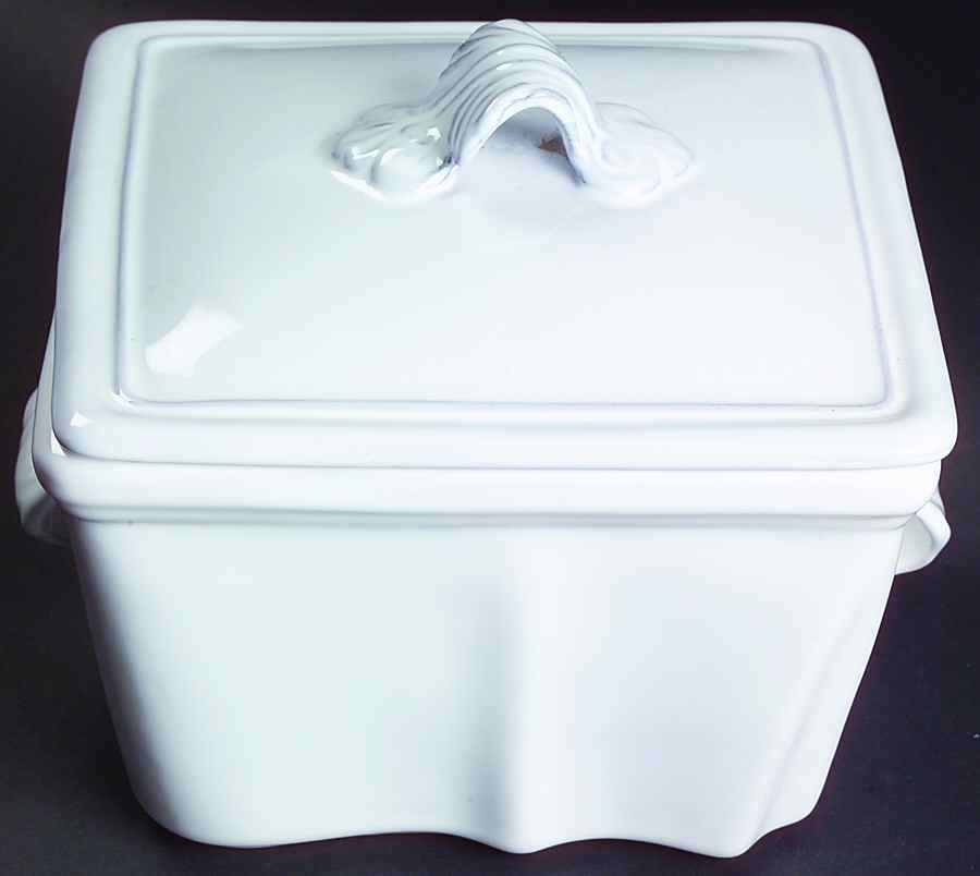 Antico Bianco 2 Quart Square Casserole with Ceramic Lid by Vietri (Italy)-1