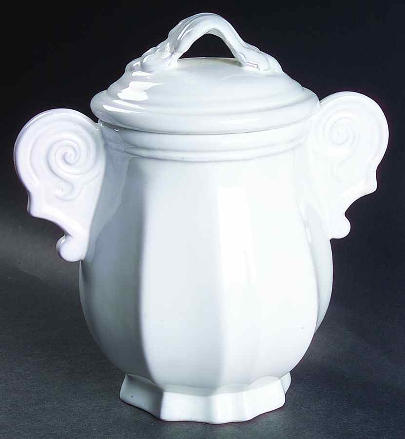 Antico Bianco Small Canister & Lid by Vietri (Italy)-1