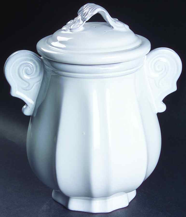 Antico Bianco Medium Canister & Lid by Vietri (Italy)-1