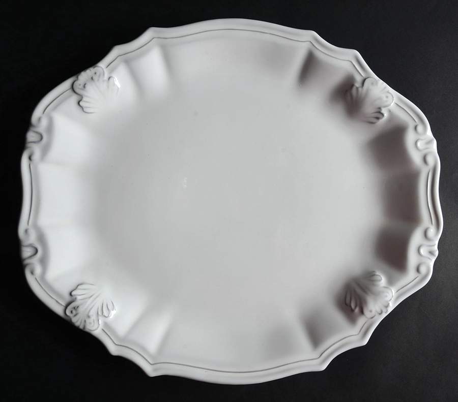 Antico Bianco 16" Oval Serving Platter by Vietri (Italy)-1