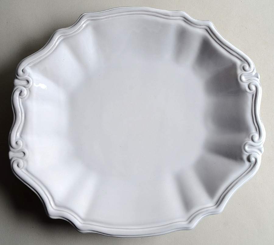 Antico Bianco 12" Oval Serving Platter by Vietri (Italy)-1
