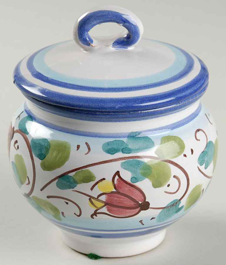 Galletto Sugar Bowl & Lid by Vietri (Italy)-1
