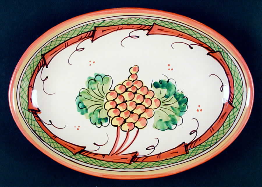 Tre Vigne 13" Oval Serving Platter by Vietri (Italy)-1