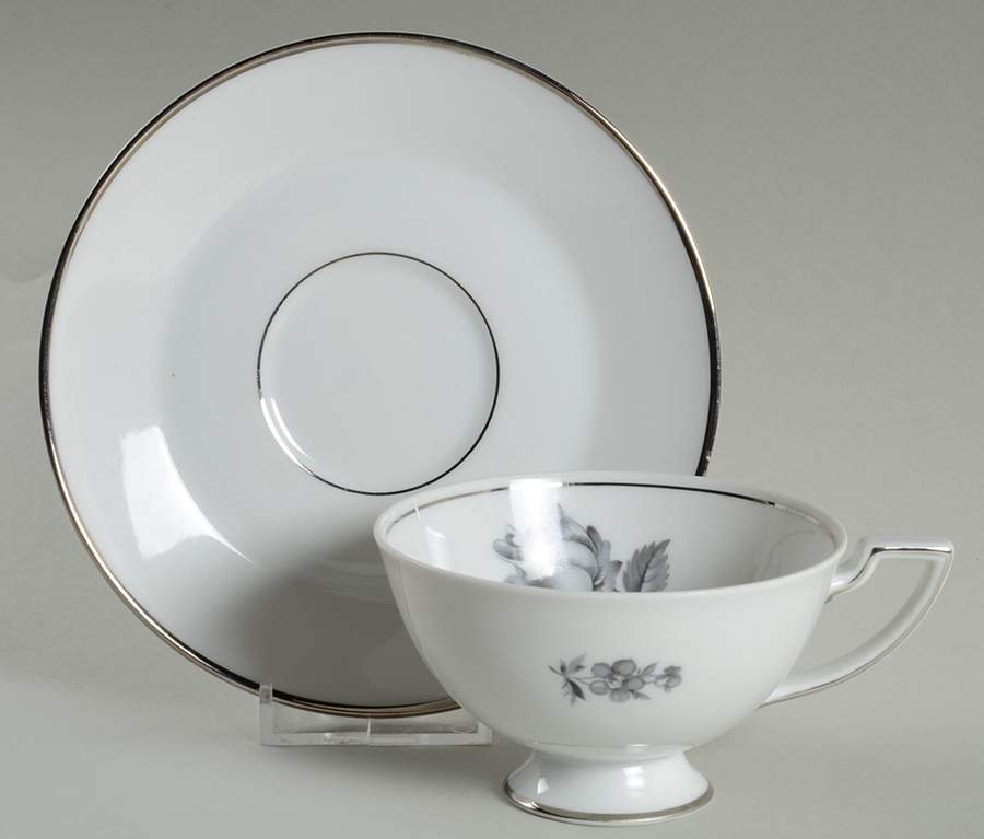 Midnight Rose Footed Cup & Saucer Set by Vita Craft-1